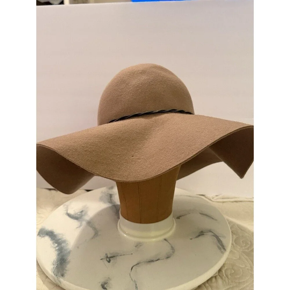 Wool Floppy Hat Wide Brim Chain Detail Coquette Whimsy Cottage Boho Festival